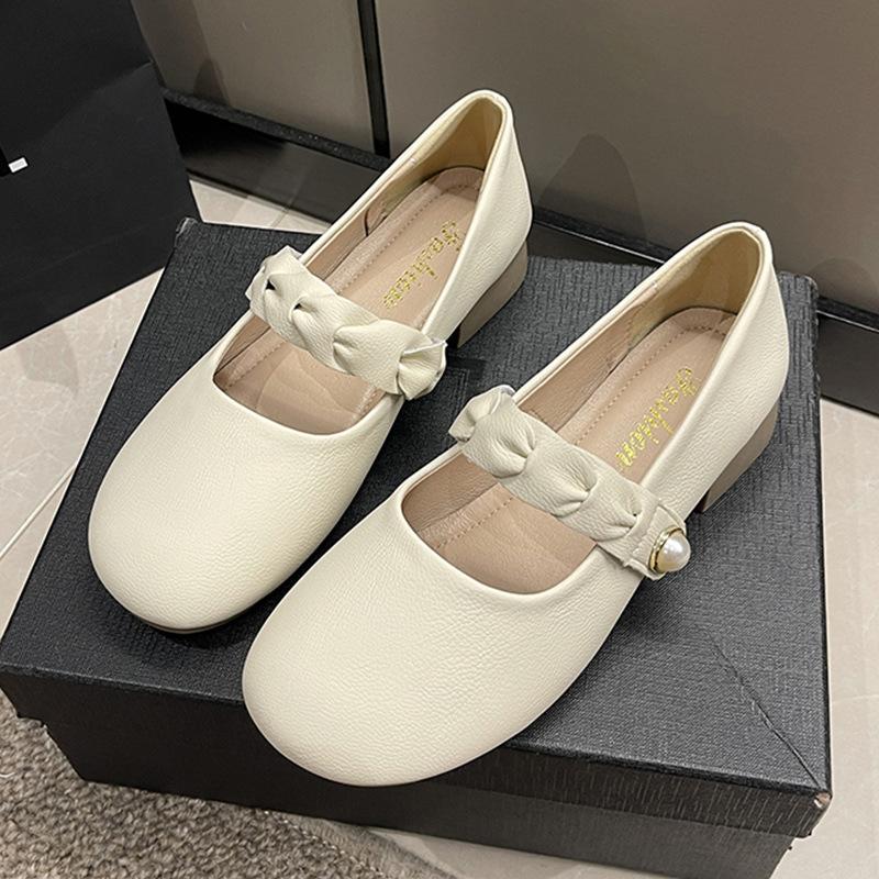 

Корейская версия неглубокой мягкой подошвы удобные туфли Doudou женские одинарные туфли 2025 лето новые ленивые туфли с одной педалью круглые плоские туфли 35 бежевый