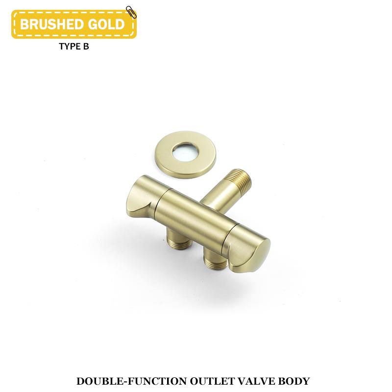 Brass Black Angle Valve Wall-Mounted Single And Double Outlet Valve External Thread G1/2 Stop Valve Bathroom Kitchen Accessories