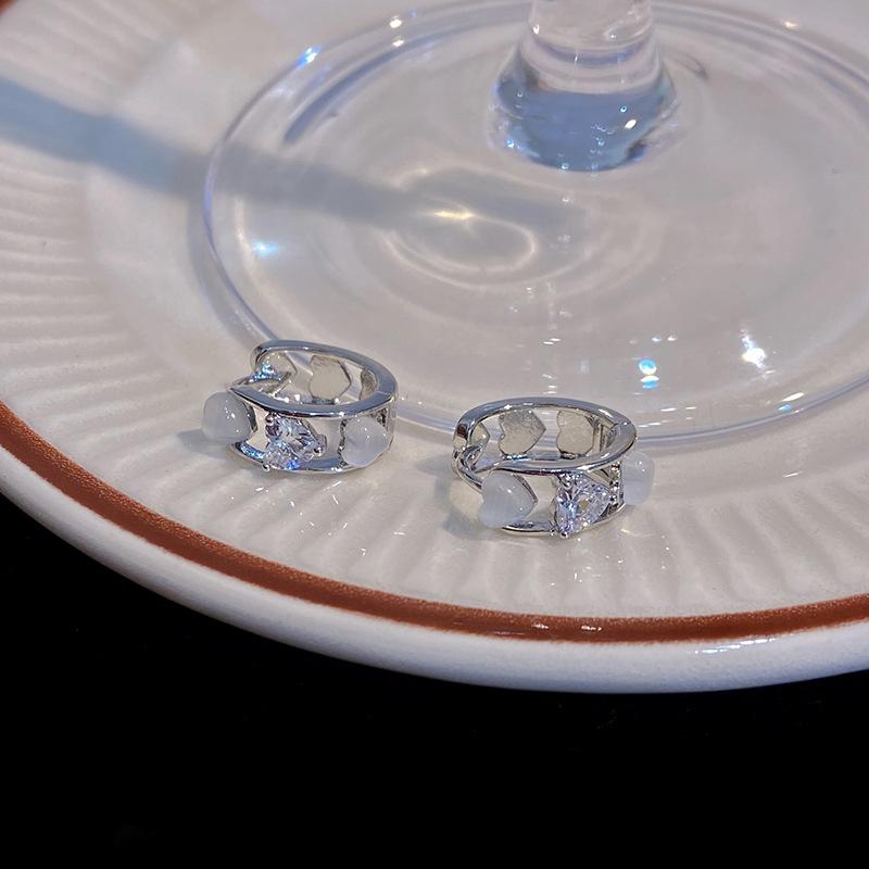 

Серьги с пряжкой «Кошачий глаз» и камнем «Любовь», модные серьги с полым сердцем, инкрустированные цирконом, персонализированные серьги для женщин