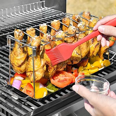 BBQ Nötkött Kycklingvinge Ben Grill Matlagningsställ Rostfritt Stål Non-Stick Barbecue Trumsticka Ugn Roteringsställ Barbecue Verktyg