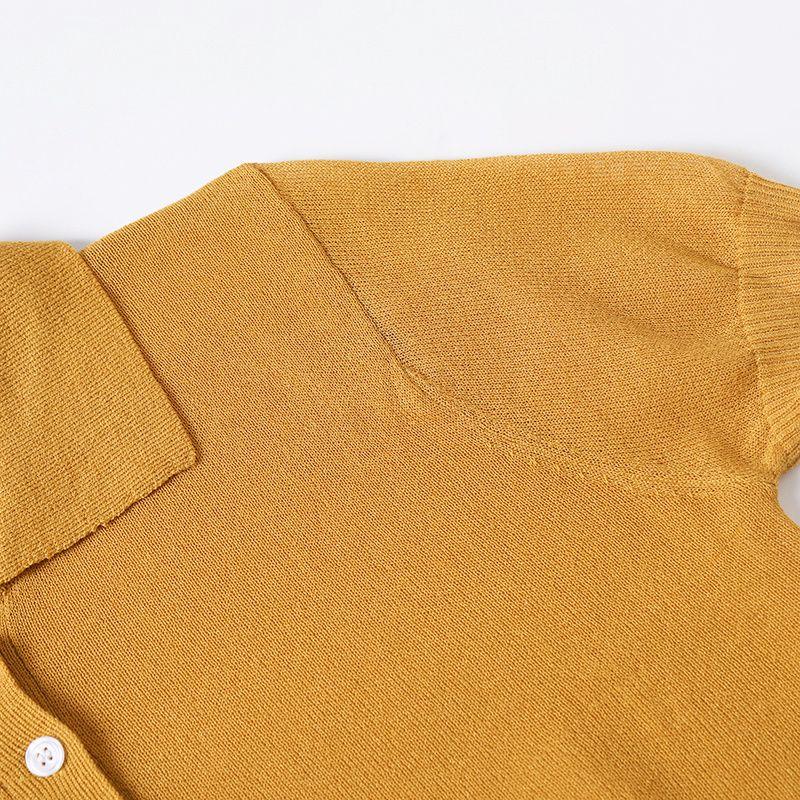 Jnleaog Spring New Arrival Women's Fashion Style French Fashion Polo Shirt Knitted Short-Sleeved Shirt