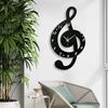 Durable Stylish Musical Note Wall Clock, Silent Non-Ticking, Battery Operated, Modern Black Decor, 9.45In Round, Quartz Movement