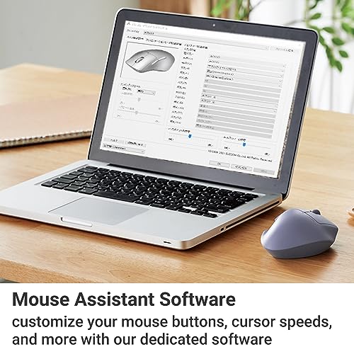 ELECOM SHELLPHA Wireless Mouse, Bluetooth, Quiet, Antibacterial, 5 Buttons + Tilt Wheel, Navy, M-SH30BBSKNV