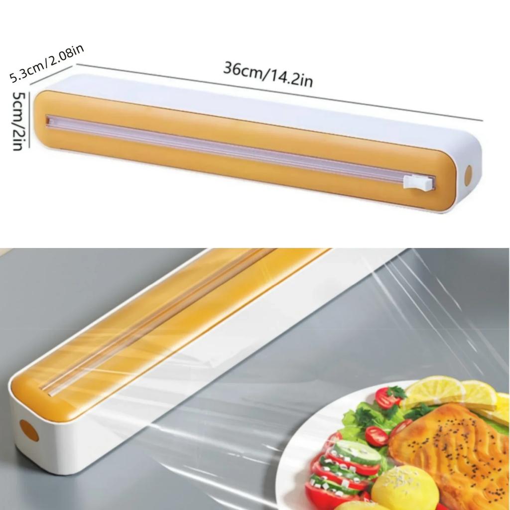 2-in-1 Plastic Wrap & Foil Dispenser with Slide Cutter - Durable Kitchen Organizer with Suction Cup Base for Home Use