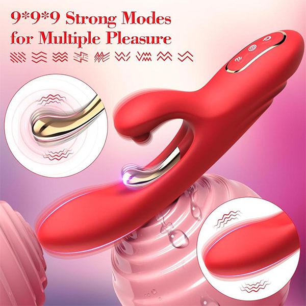 Rabbit-Vibrator, 3-in-1, Flattervibratoren, Stimulation der Klitoris und der Brustwarze, Sexspielzeug für Erwachsene, Dildo-Vibrator, Sexspielzeug für Frauen