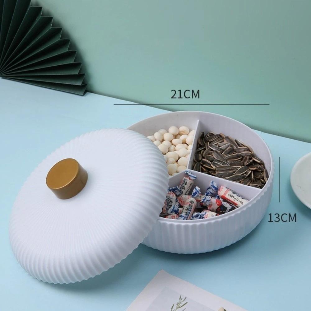 

Plastic Candy Tray Snack Plate with Lid Kitchen Accessories Dried Fruit Plate Storage Tray Round Serving Plates Living Room белый