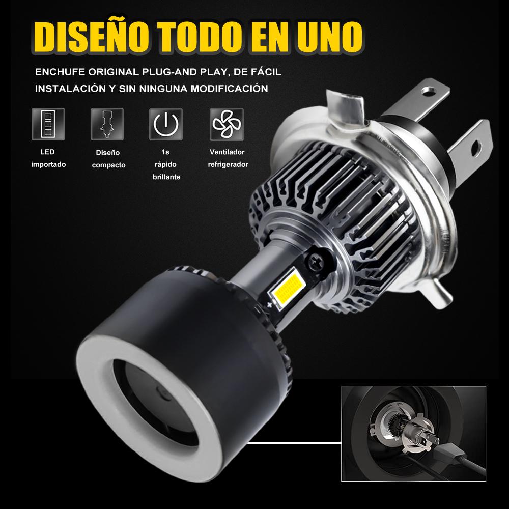 1pc Angel Eye H4 LED Motorcycle Headlight High Low Beam Scooter Motorbike Headlamp Light Bulb