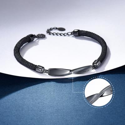 Yousheng Romantic Mobius Ring Charm Bracelets for Couples - Luxury Silver Color Forever Love Rope Bracelet Set with Fine Spiral Texture