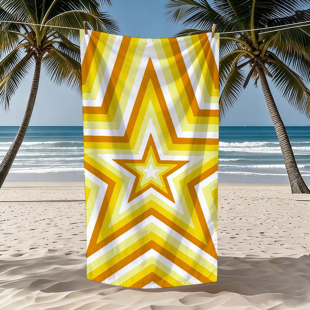 Towel Textile Bathrobe Beach Five-pointed Quick-Drying Lightweight Portable Camping Stars Concentric Swim Colorful Pool Travel