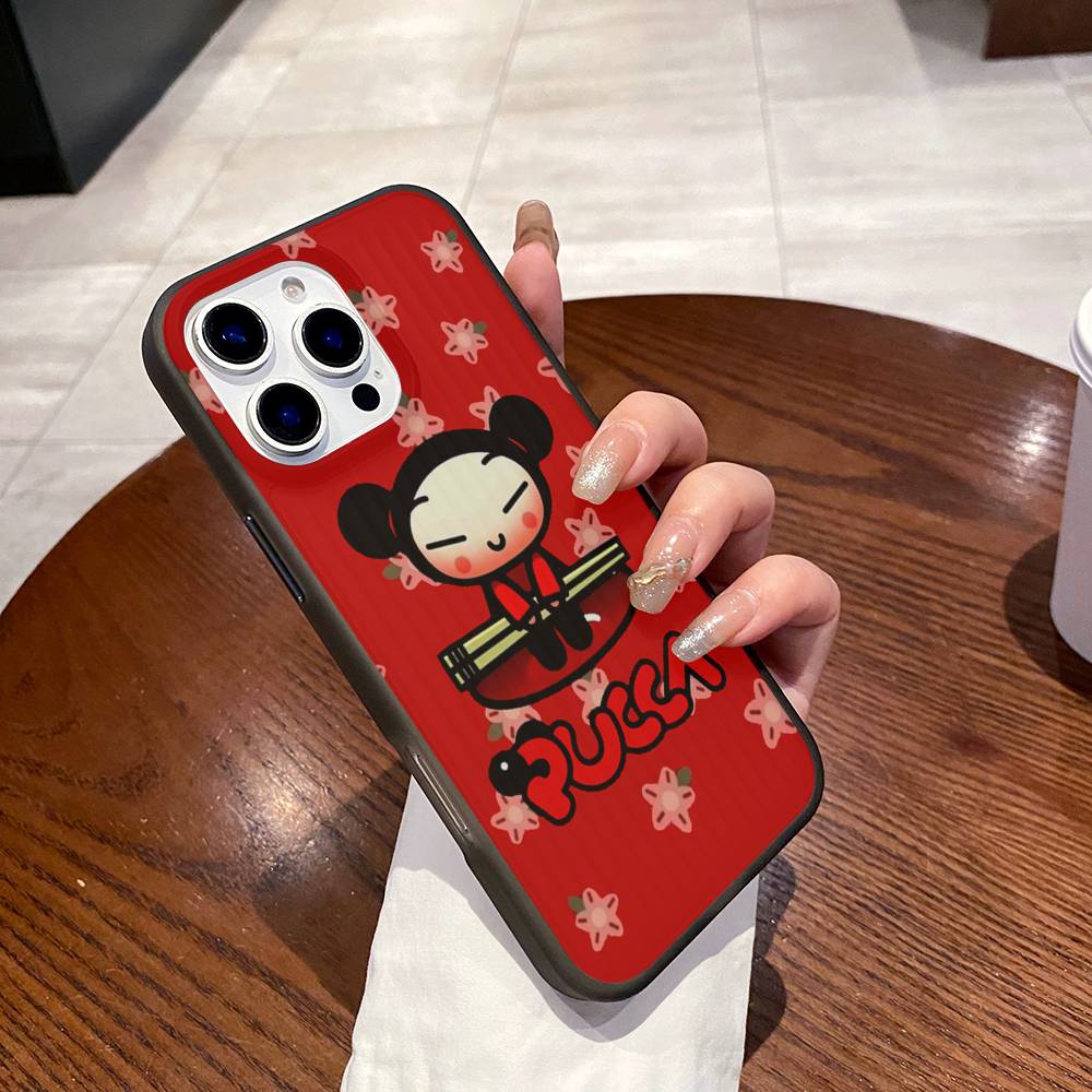 Animation Pucca Cate Phone Case For IPhone 17 16 15 14 13 12 11 Pro Max Plus Corrugated Bumper Back Cover Shell