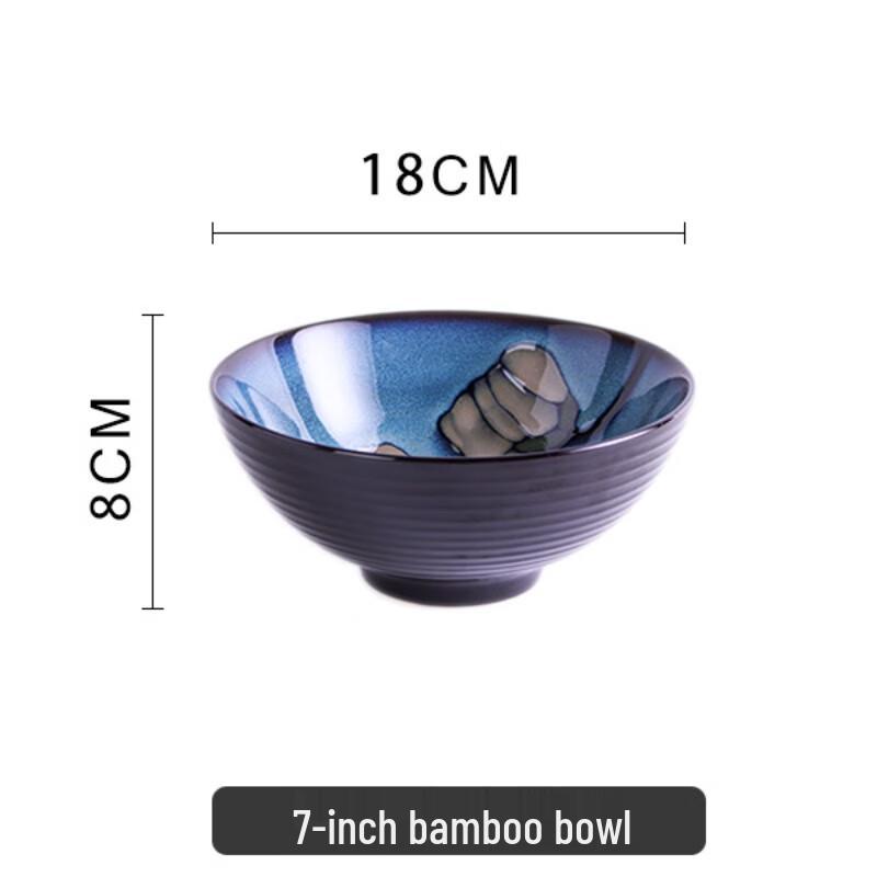 Zhi Shi Hand-Painted Underglaze Ceramic Serving Bowl