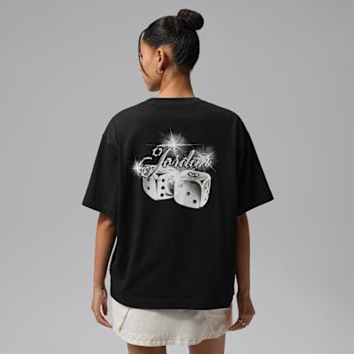 Jordan T Shirts Women s Black Crew Neck Moderate Straight Fit XS
