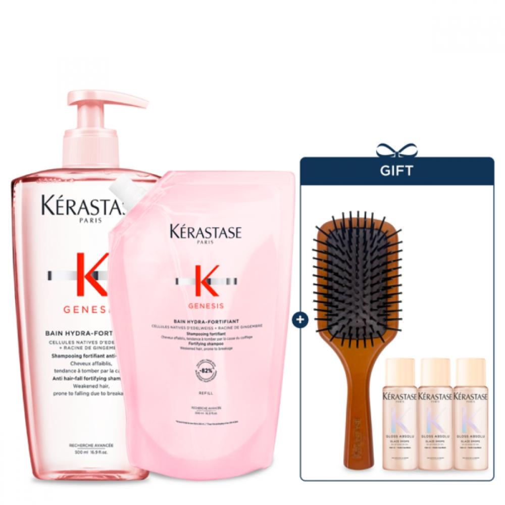 K Rastase Set Bain Genesis Shampoo 1l  500ml + 500ml Refill  [for Fine Hair Spr] Single option