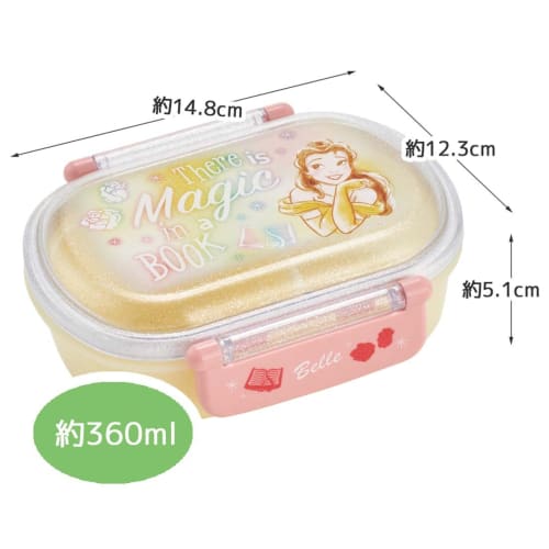 Skater Bento Box, 360ml, Disney Belle 23, Antibacterial, for Girls, Made In Japan, QAF2BAAG-A