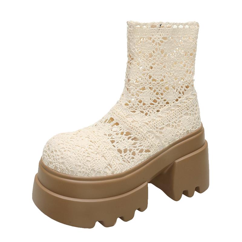 Fashion 10CM Platform Women's Ankle Boots Mid Heels Fashion Winter Shoes Designer Chelsea Boots New Goth Trend Walking Short Mujer Botas