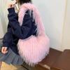 Women Fluffy Shoulder Bag Commuting Shopping Outdoor Travel Crossbody Bags Fashion Portable Female Heart Tote