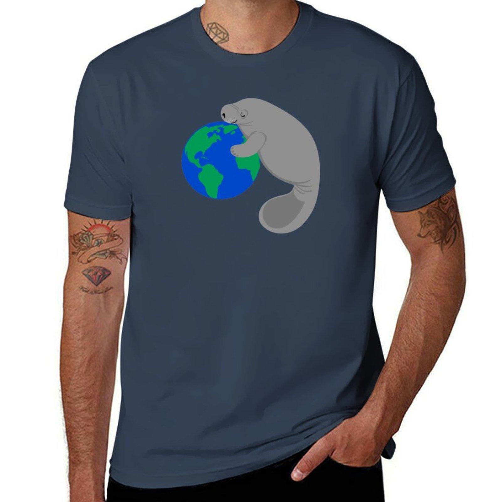 

Earth Day Manatee TShirt Casual Lightweight Short Sleeve Top S