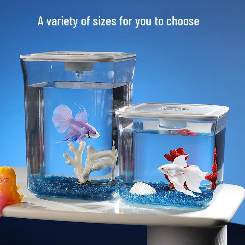 Creative Ultra White Square Betta Fish Tank for Home Decor