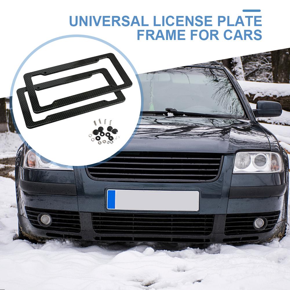License Plate Frame Black Car License Plate Frame Holder Carbon Fiber Car License Plate Frame Label Car Accessories