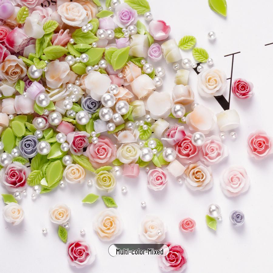 

Украшения для нейл-арта «Камелия Роза Омбре» - Розы и листья из смолы