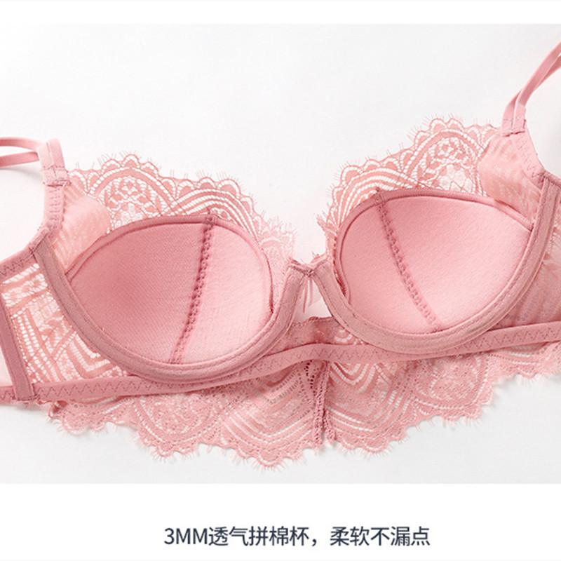 

Crystal cup lace underwear women s thin cotton sexy big breasts show small breasts gathering bra bra 70A
