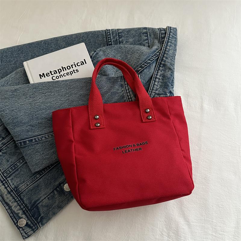 Canvas Women's Bag Simple Letter Printed Handbag Large Capacity Tote Bag Canvas Shoulder Bag Bento Bag