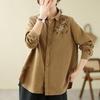 Southeast Asia Plus Size Retro Embroidered Cotton Linen Long Sleeve Shirt