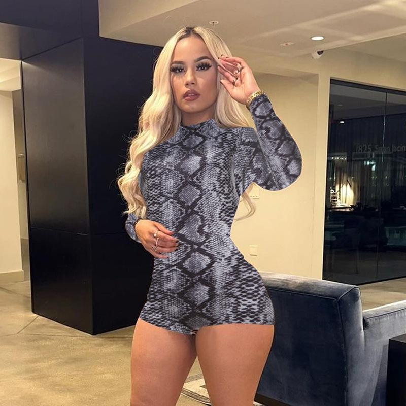 2024 Women's Trendy Leopard Print Long-Sleeve Tight-Fit Jumpsuit