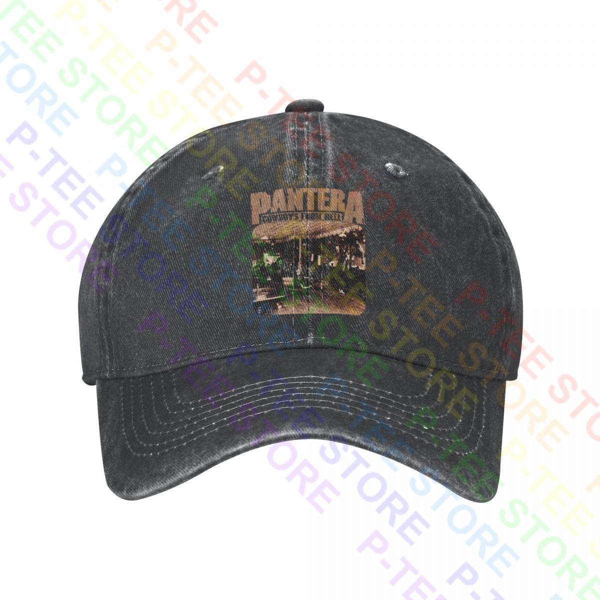 

Pantera Cowboys From Hell Album Cover Pantera Band Classic Rock Washed Denim Baseball Cap Trucker Hats Premium