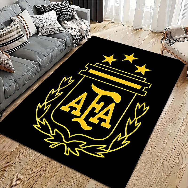 Golden Logo on Black Carpet suitable as a non-slip mat for the living room or bedroom sofa