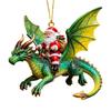 Christmas Door Window Decor Santa Claus Dragon Rider Ornament, 2D Acrylic Red Unique Xmas Ornament for Home with Flying Tree Hanging Decorations