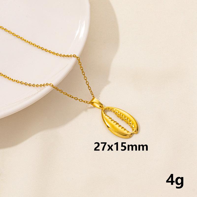 Trendy European-American Geometric Starfish Seashell Stainless Steel Necklace Pendant Jewelry