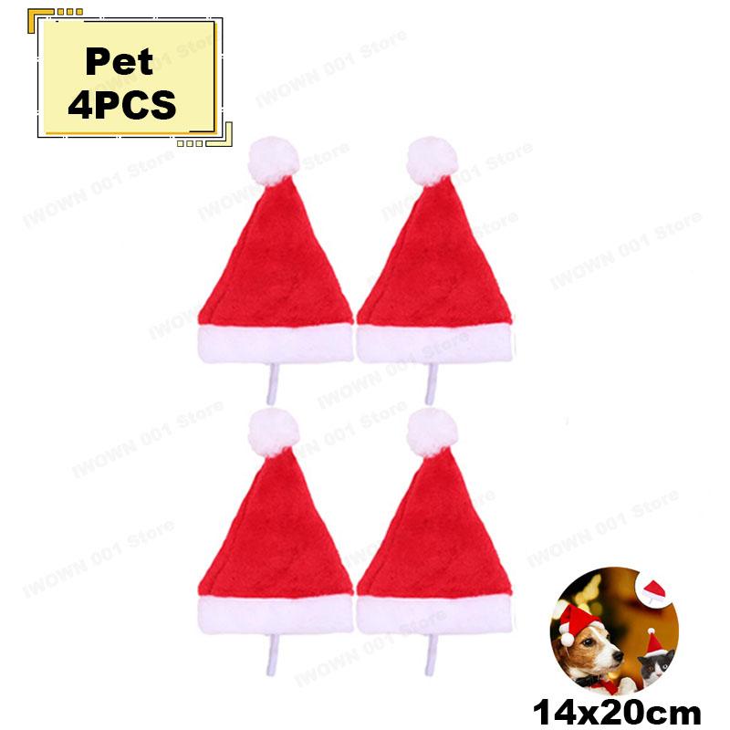 1-20PCS Christmas Pet Santa Hat Red Plush Soft Holiday Cap for Dogs Cats Festive Party Costume Cute Photoshoot Decoraton