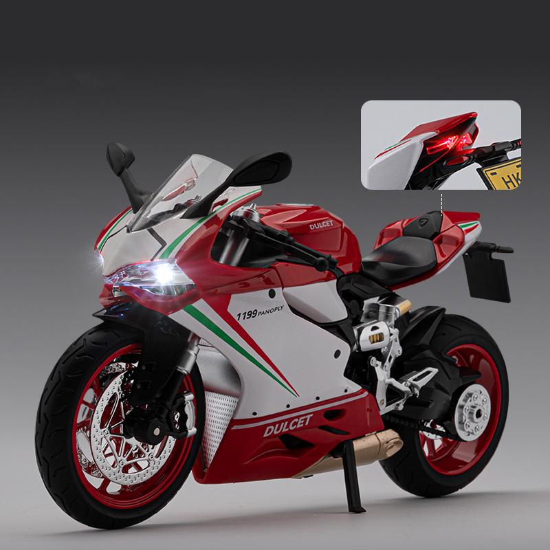 1:9 1199 Panigale Alloy Sports Motorcycle Model Diecasts Metal Toy Street Racing Motorcycle Model Sound and Light Childrens Gift