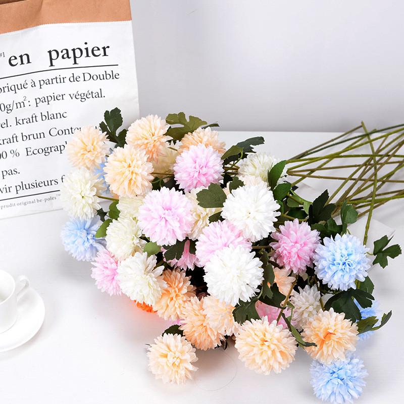 3head Chrysanthemum Silk Flower Artificial Decor For Party Venue And Home Interior Design