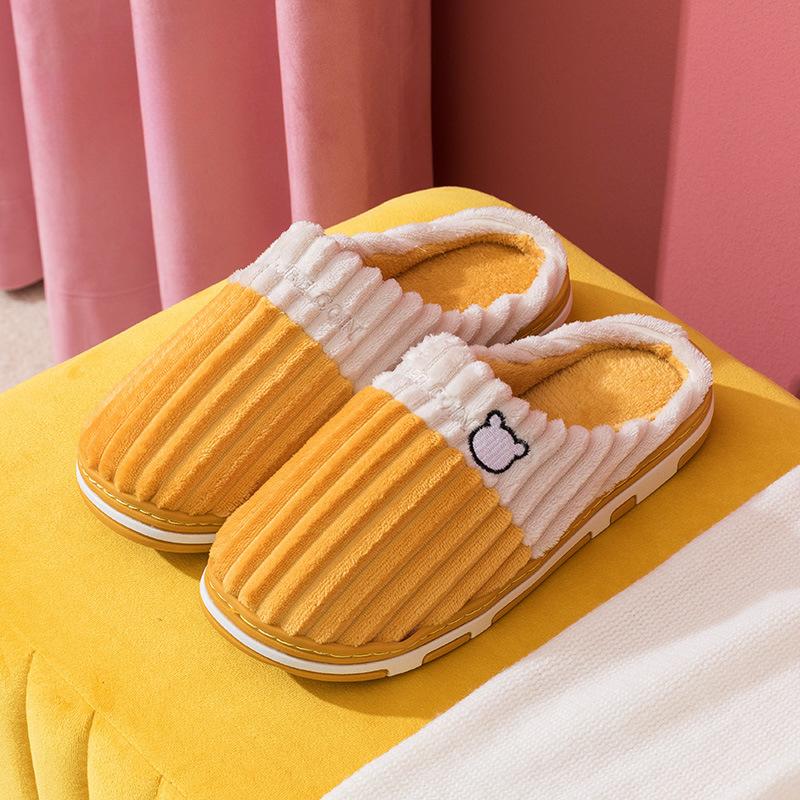 Cotton slippers home warmth non-slip plush home cotton slippers