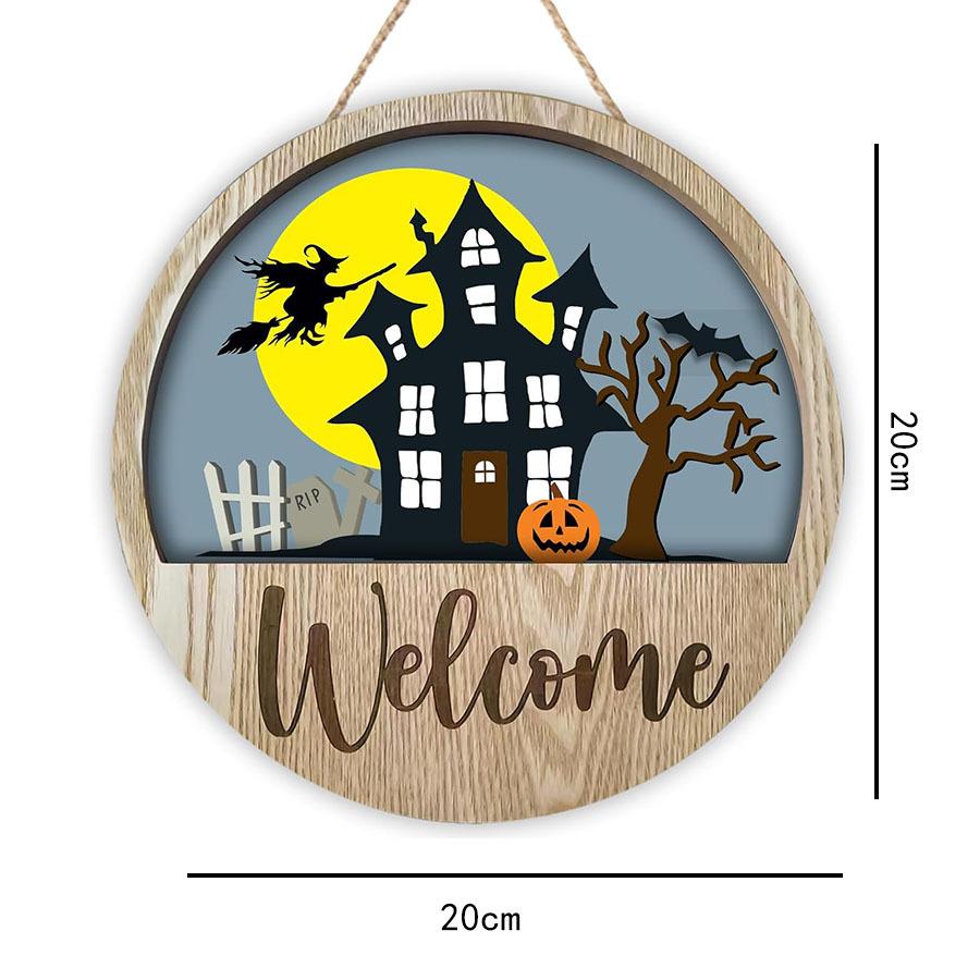 Happy Halloween Wooden Sign, Pumpkin With Hat Wooden Sign, Suitable For Home, Wall, Room,Cafe, Shop, Party, Holiday Decoration