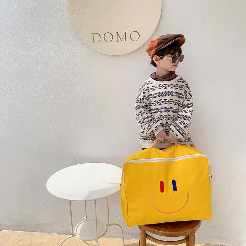 Modern Waterproof Smiley Face Canvas Tote Bag For Children Perfect For Kindergarten Use