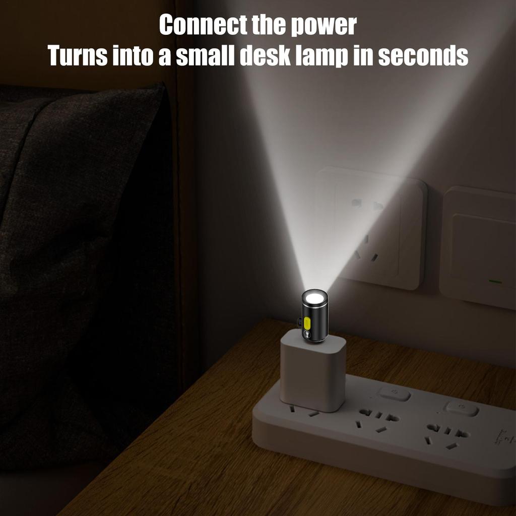 Portable Type-C Mini Flashlight Phone Keychain USB-C Electric Torch Nightlight Table Lamp For Riding Sports Outdoor Camping