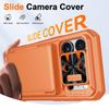 Mit Kartenhalter, Schiebefach für die Kamera und Ständer für iPhone 17 Pro Handyhülle, Anti-Fall PC+TPU Wallet Case - Orange