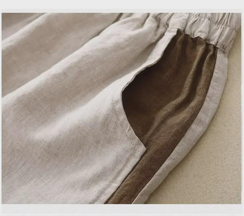 2024 Women's Summer Cotton-Linen Elastic Waist Loose Wide-Leg Shorts