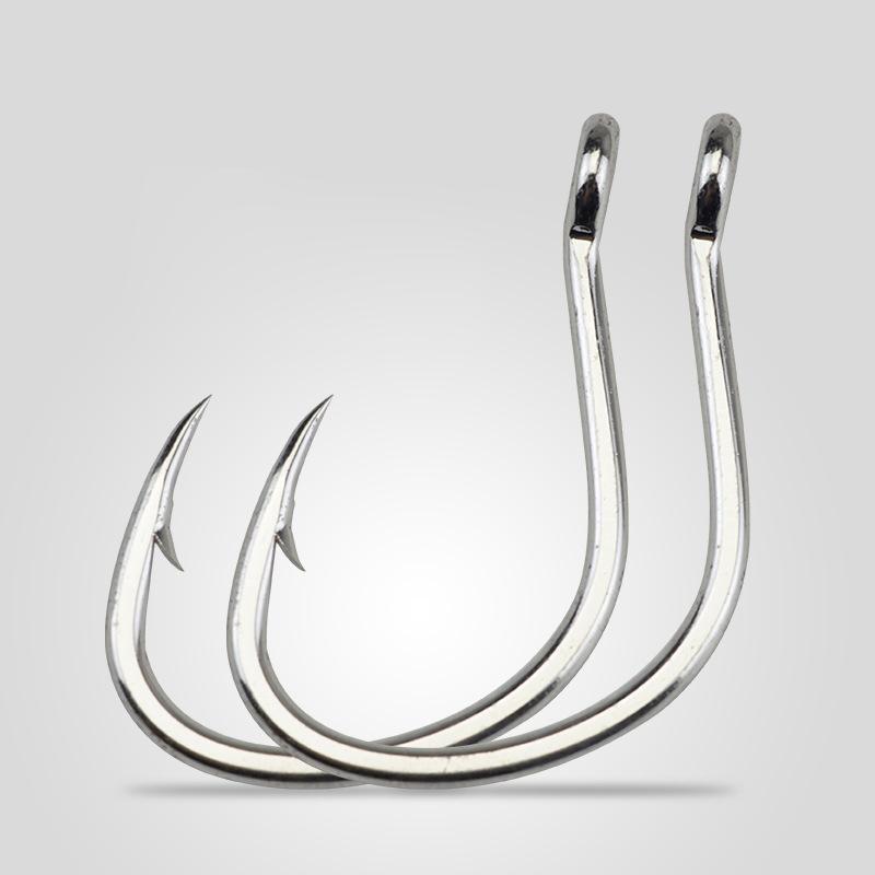 10Pcs Sets Tin-Plated Anti-Rust Jig Hooks with Eyelets High Carbon Steel Deep Sea Fishing Hooks