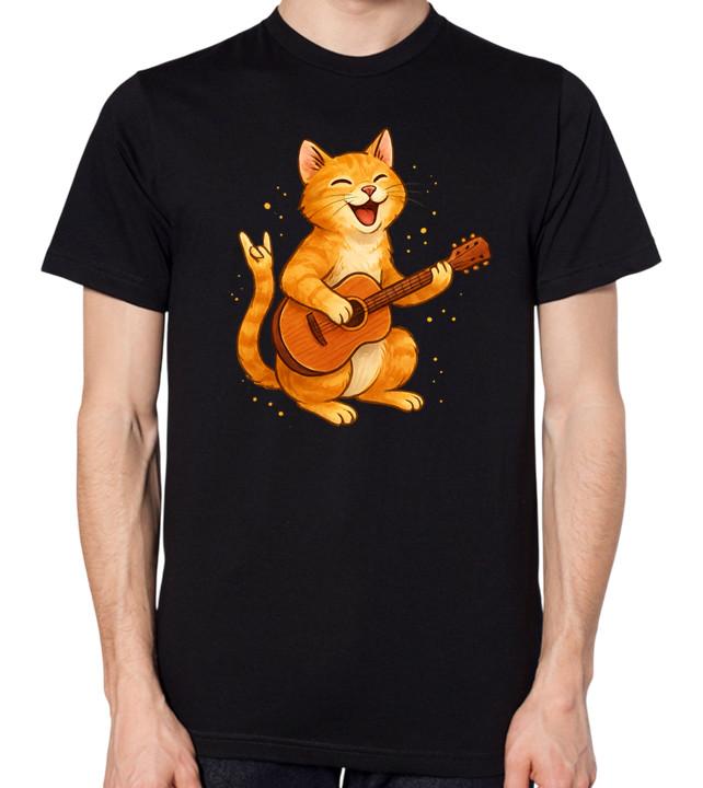 Cat Playing The Guitar Unisex T-Shirt S разноцветный