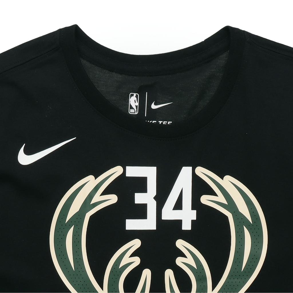Nike Round Neck Straight Cut T-Shirt Featuring Bucks Team Men Tops Black 870789-010