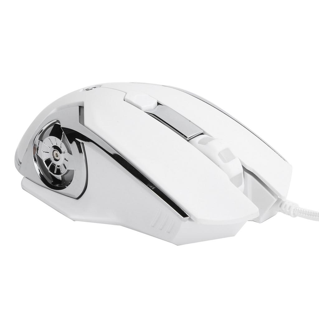 AJAZZ Kabelmaus 6 Tasten 4 Geschwindigkeiten DPI Einstellbar Einstecken in Computer Externes Eingabegerät(Weiß )