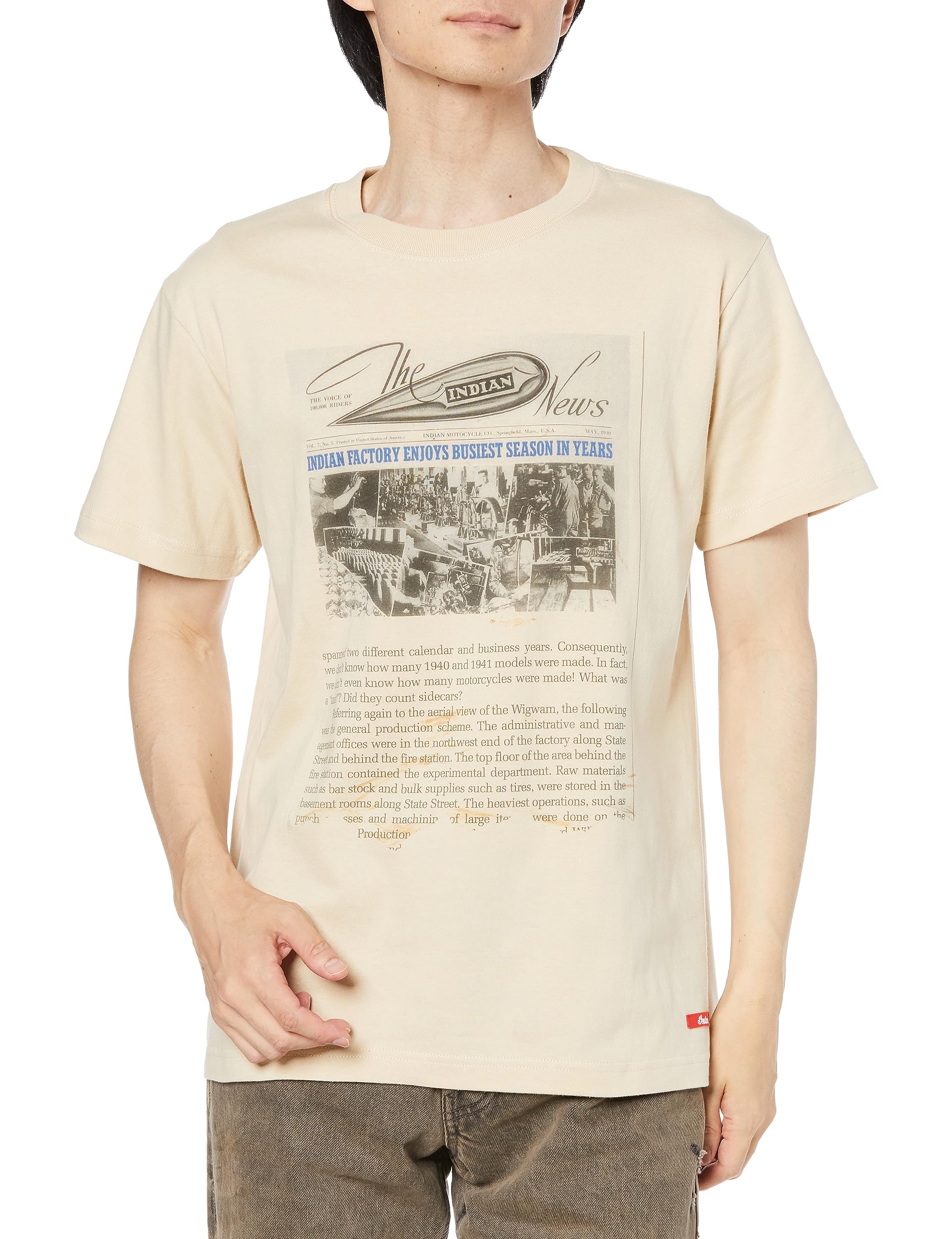 

1940 NEWSPAPER PRINT Sand Beige [Indian] S/S T-shirt IC-2809