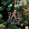 Christmas Octopus Ornament Coastal Holiday Hanging Decoration 2D Acrylic Deep Sea Xmas Tree Ornament Nautical Gift for Ocean Lovers