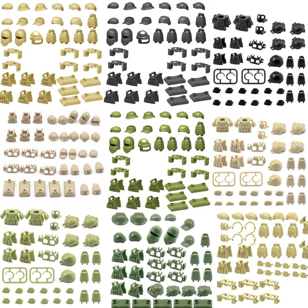 SWAT Army Special Forces Camouflage Helmet Vest Soldier Army Mini Action Figures Team Playset Parts Brick Playset Block Bricks Toys  Playsetss