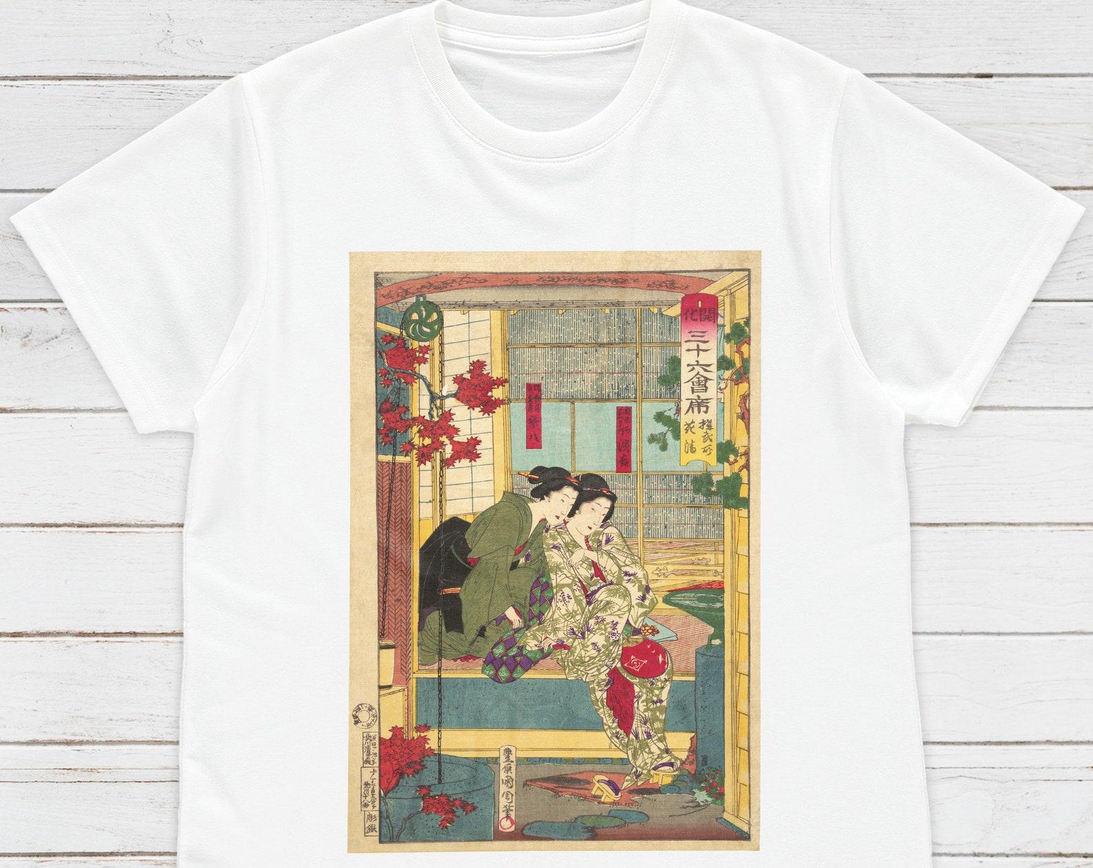Ukiyo-e Woodblock Art T-Shirt: Tokyo Geisha Graphic Tee S
