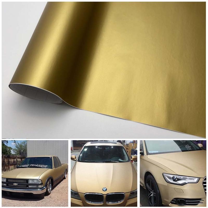 DIY Self-adhesive Car Sticker Motorcycle Wrapping Vinyl Matte Gold Car Wrap Film Air Release Matt Car Protection Adhesive Vinyl